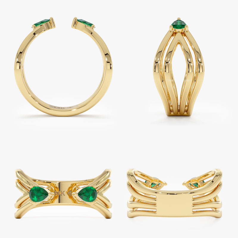 Lab Grown Emerald Open Ring, Aerisyn