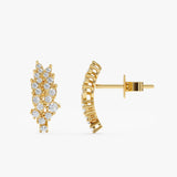 White Diamond Leaf Stud Earrings, Emilia