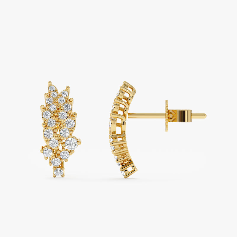 White Diamond Leaf Stud Earrings, Emilia