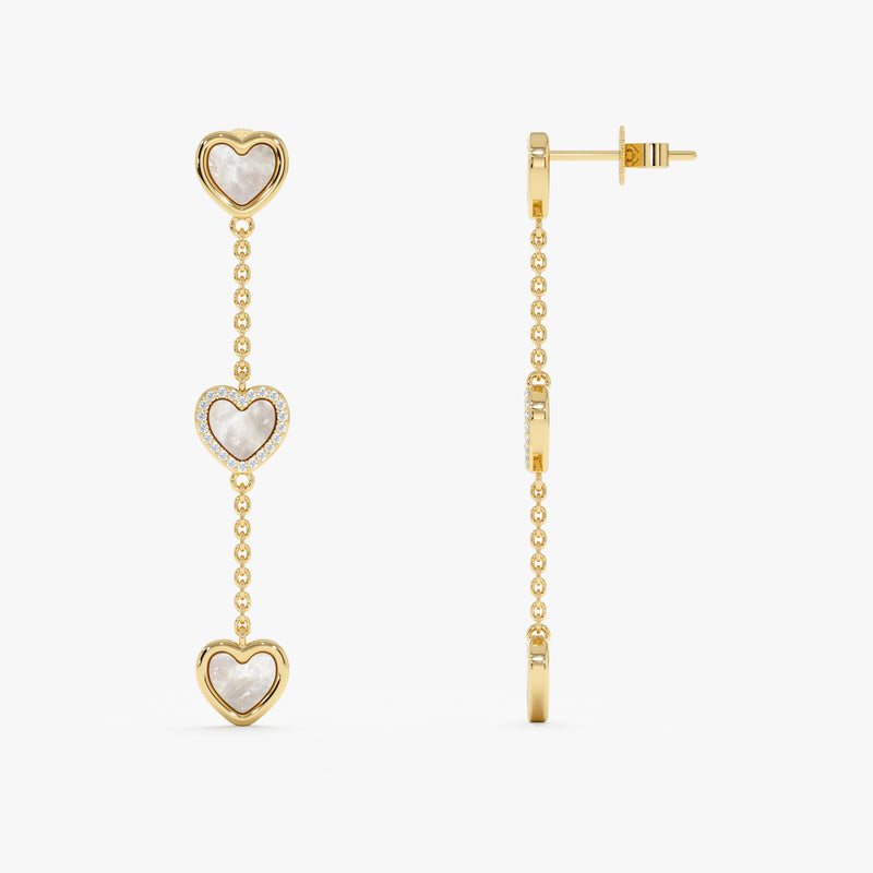 Mother of Pearl Heart Dangle Earrings, Zhuri