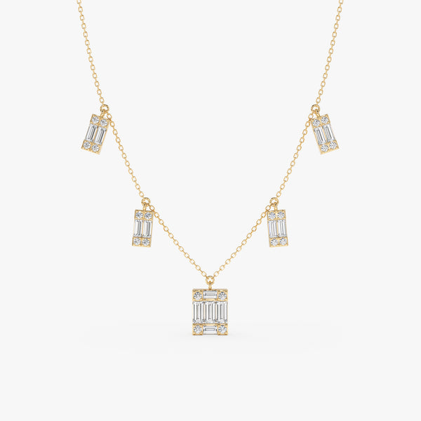 Baguette Diamond Dangle Necklace, Roux