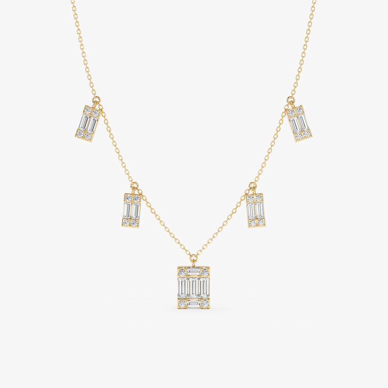 Baguette Diamond Dangle Necklace, Roux