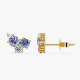 Cluster Sapphire and Diamond Stud Earrings, Vesira