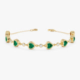 Heart Cut Lab Grown Emerald Bracelet, Thessira