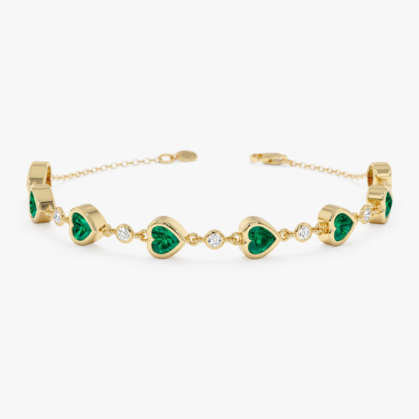 Heart Cut Lab Grown Emerald Bracelet, Thessira