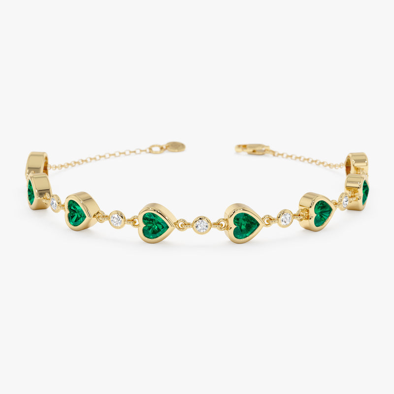 Heart Cut Lab Grown Emerald Bracelet, Thessira