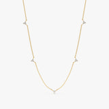 yellow gold diamond cluster station necklace