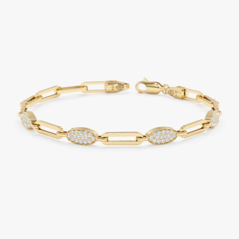 Pave Oval Shape Station Bracelet, Nimira