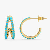 Turquoise Split Hoop Earrings, Elarion