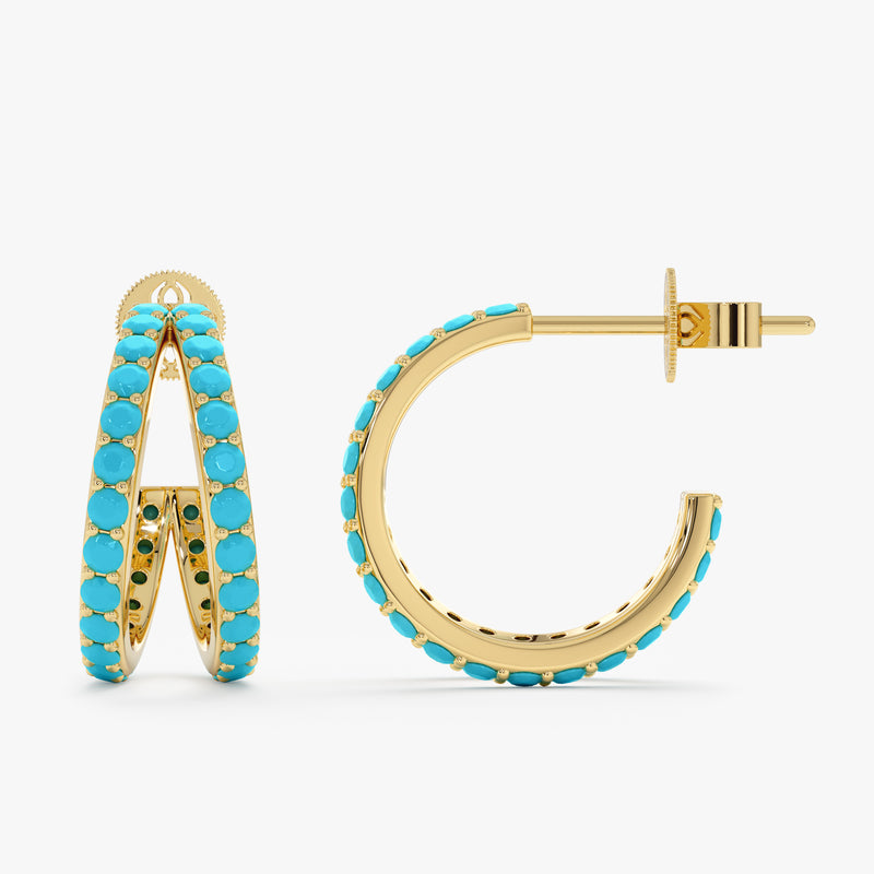 Turquoise Split Hoop Earrings, Elarion