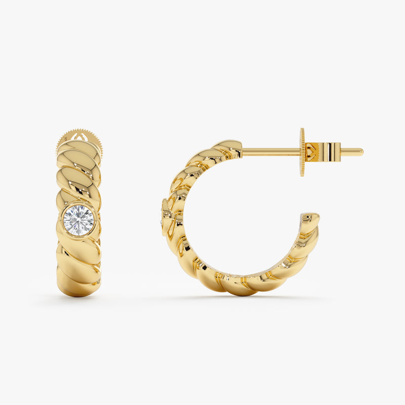 Lab Grown Rope Hoop Earrings, Araminta