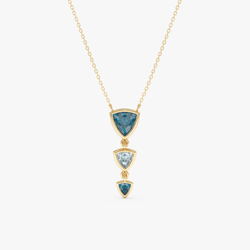 Trilliant Cut Blue Topaz Necklace, Vaelara