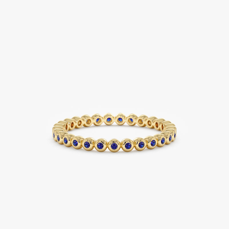 Yellow Gold Blue Gem Eternity Band