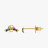 Rainbow Sapphire Curved Bar Studs, Cyla
