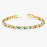 Solid Gold Emerald and Diamond Tennis Bracelet, Myrren