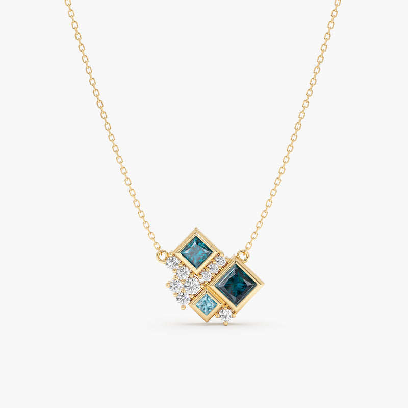 Cluster Blue Topaz Necklace, Fenice