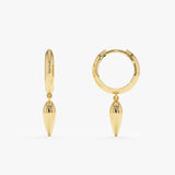 Gold Spike Dangle Huggie Hoop Earrings,Elaria