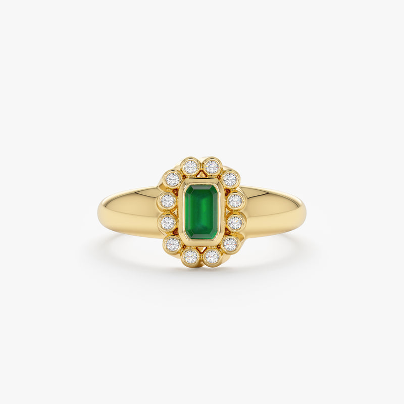 yellow gold diamond emerald band