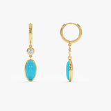 Elongated Oval Turquoise Drop Earrings, Cyrene