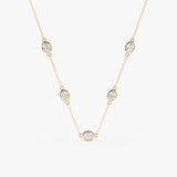 Oval Diamond Bezel Station Necklace, Caeloria