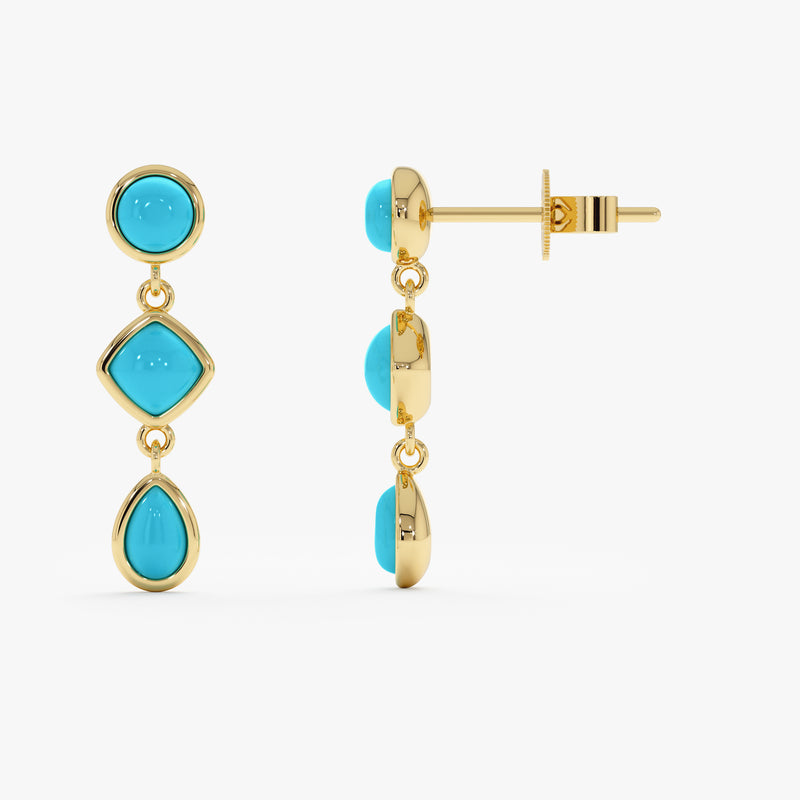Mix Shape Turquoise Dangle Earrings, Luneth
