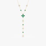 Lab Grown Diamond and Emerald Lariat Necklace, Seralith