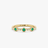 yellow gold emerald diamond band