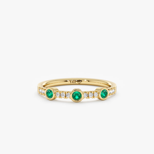 yellow gold emerald diamond band