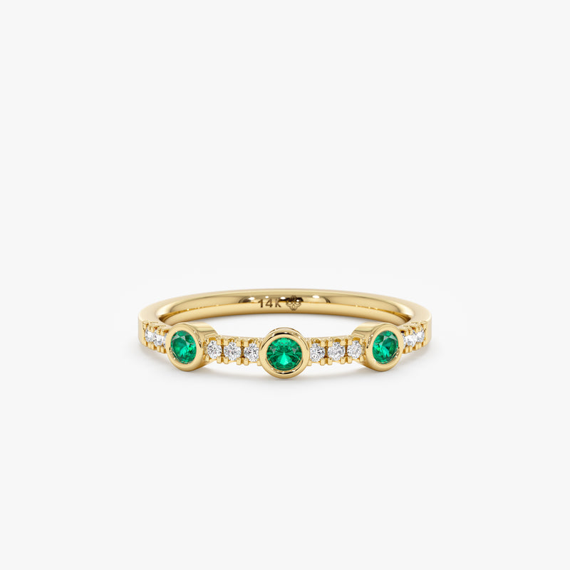 yellow gold emerald diamond band