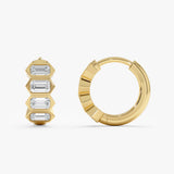 Emerald Cut Lab Grown Diamond Hoop Earrings, Vionelisse