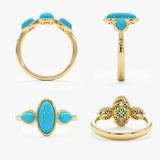 Solid Gold Turquoise Ring, Eirlys