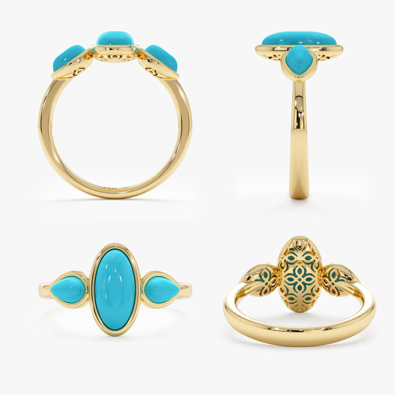 Solid Gold Turquoise Ring, Eirlys