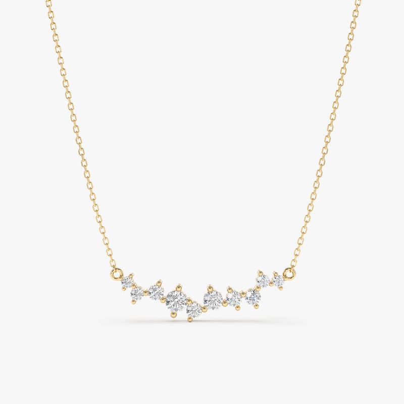 14k yellow gold diamond cluster pendant necklace
