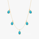 Turquoise Pear Cabochon Dangly Necklace, Kaia