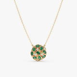 Round Cluster Emerald and Diamond Pendant, Ottilie
