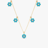 Turquoise Flower Station Necklace, Velisse
