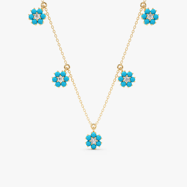 Turquoise Flower Station Necklace, Velisse