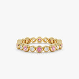 yellow gold pink sapphire and diamond ring