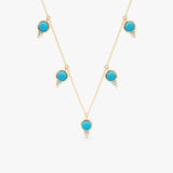 Turquoise and Lab Grown Diamond Drop Necklace, Isantha