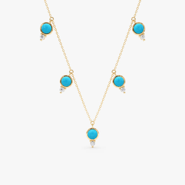 Turquoise and Lab Grown Diamond Drop Necklace, Isantha