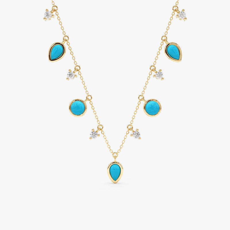 Mixed Shape Turquoise Necklace, Calyra