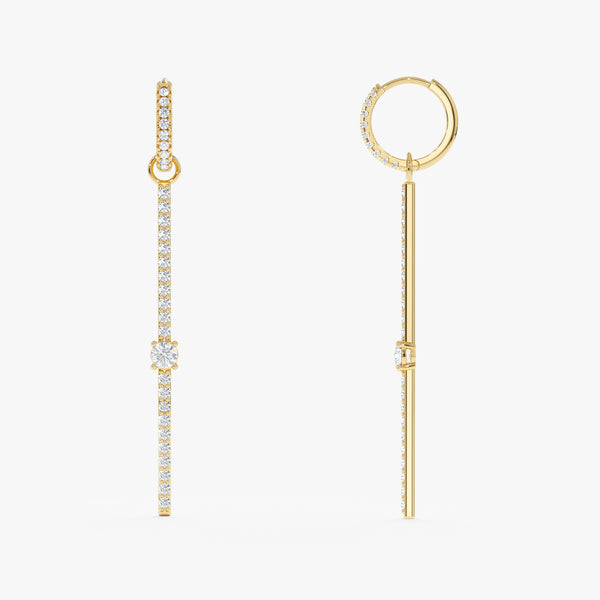 Natural Diamond Linear Drop Earrings, Eira