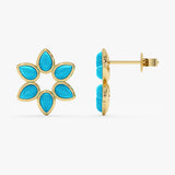 Turquoise Flower Stud Earrings, Ilithyia