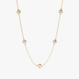 solid yellow gold diamond by the yard necklace with five-bezels