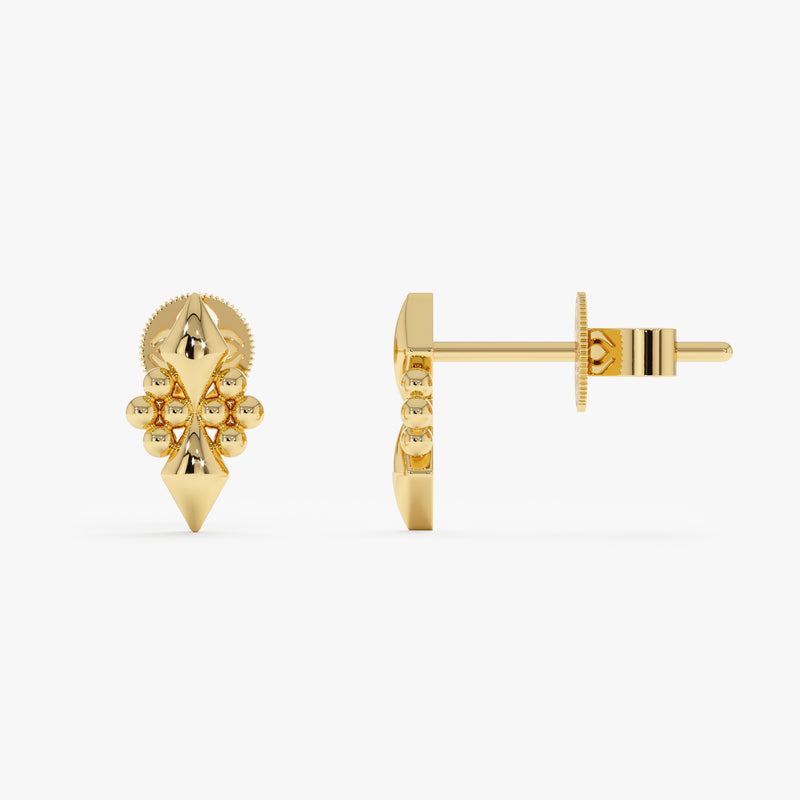 Gold Geometric Stud Earrings, Ylira