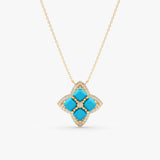 Turquoise & Lab Grown Diamond Clover Necklace, Elowith