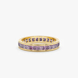 yellow gold amethyst eternity ring