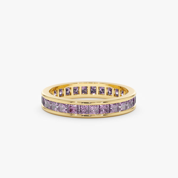 yellow gold amethyst eternity ring