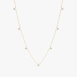 handcrafted solid 14k gold seven diamond set necklace