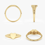 Heart Signet Ring In Solid Gold, Kate